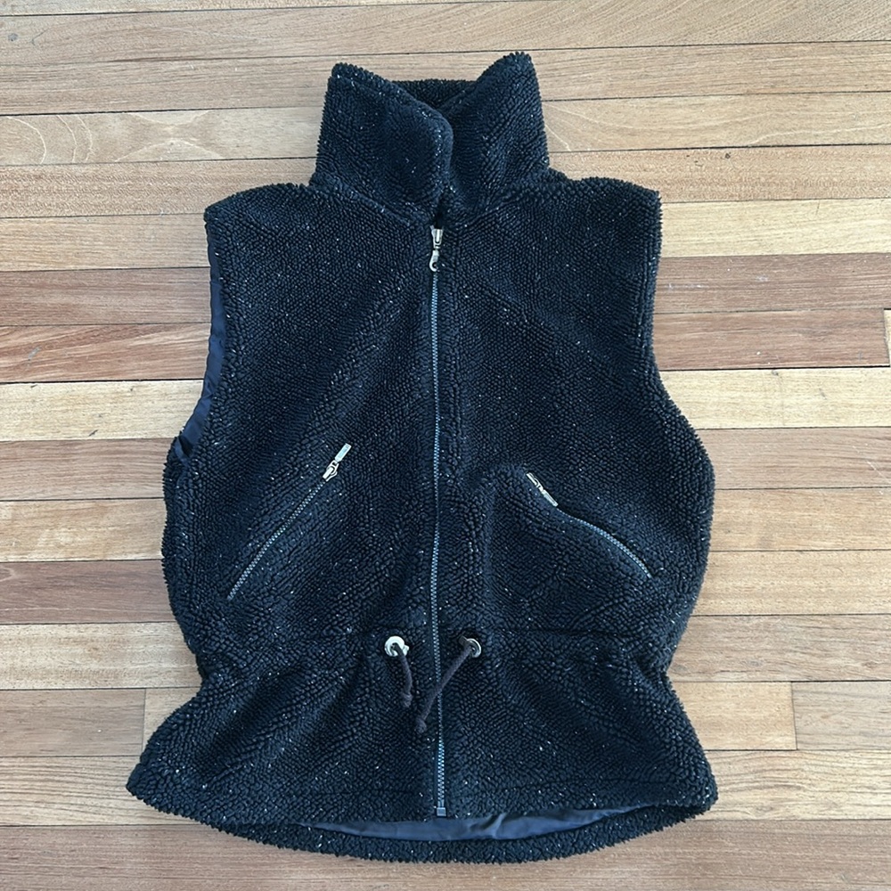 NILS skiwear vest jacket collared sleeveless zip up black small F12